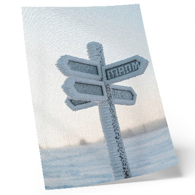 Lámina artística de alta calidad Señal direccional cubierta de nieve, minimalismo invernal