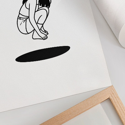 Lámina artística de alta calidad Una figura agachada sobre un fondo blanco sin detalles.