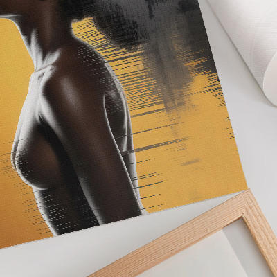 Lienzo decorativo moderno Figura femenina elegante en contraste amarillo y negro