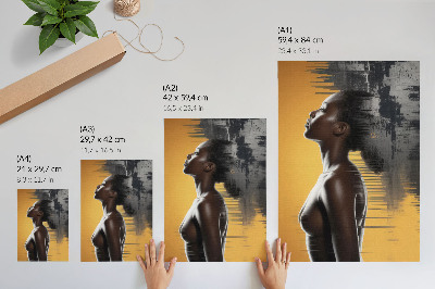 Lienzo decorativo moderno Figura femenina elegante en contraste amarillo y negro