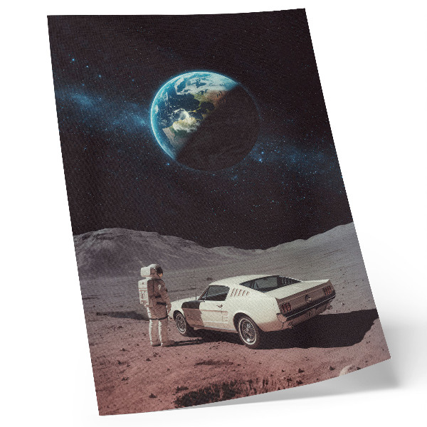 Póster Astronauta en la luna coche Tierra estrellas