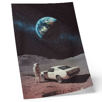Póster Astronauta en la luna coche Tierra estrellas