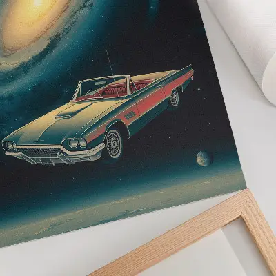 Lámina artística de un coche en el espacio diseño de alta calidad