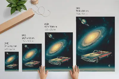 Lámina artística de un coche en el espacio diseño de alta calidad