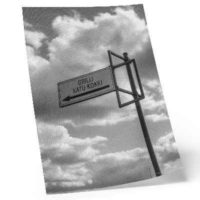 Lienzo decorativo moderno Las nubes de señales de tráfico en blanco y negro empañan la modernidad.