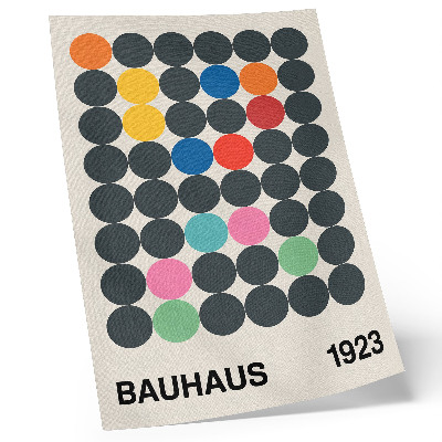 Póster con colores saturados Círculos negros geométricos, colores vibrantes, inspiración Bauhaus