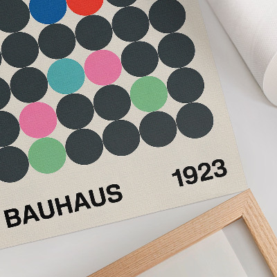 Póster con colores saturados Círculos negros geométricos, colores vibrantes, inspiración Bauhaus