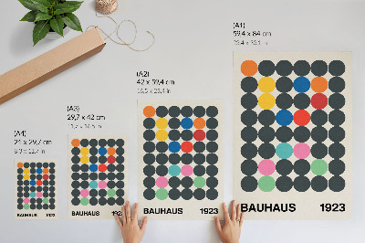 Póster con colores saturados Círculos negros geométricos, colores vibrantes, inspiración Bauhaus