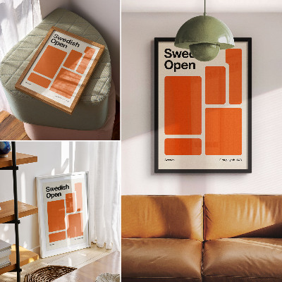 Lienzo decorativo moderno Rectángulos naranjas sobre un fondo color crema