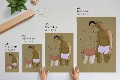 Lámina artística de hombres en ropa interior en colores cálidos lámina de alta calidad