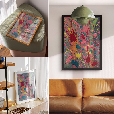 Póster con colores saturados Manchas en colores amarillo, rosa y turquesa.