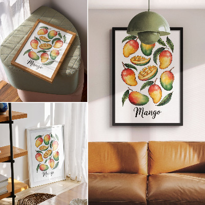 Lienzo decorativo moderno Estilo de ilustración de hojas de mango verde exótico