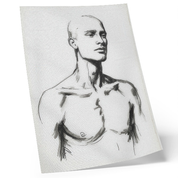 Póster Dibujo en blanco y negro de la figura de un hombre