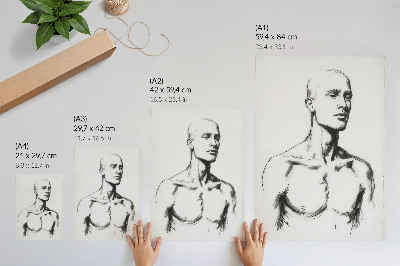Póster Dibujo en blanco y negro de la figura de un hombre