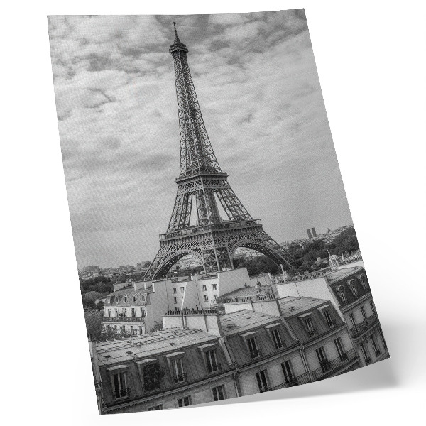 Póster de la Torre Eiffel diseño con perspectiva moderna en tonos grises y colores saturados