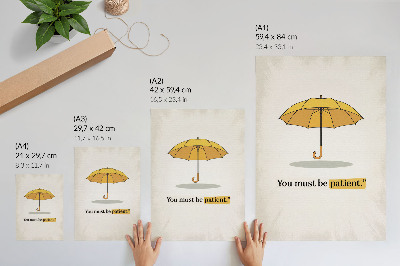 Lienzo decorativo moderno Paraguas amarillo, fondo color crema, minimalismo