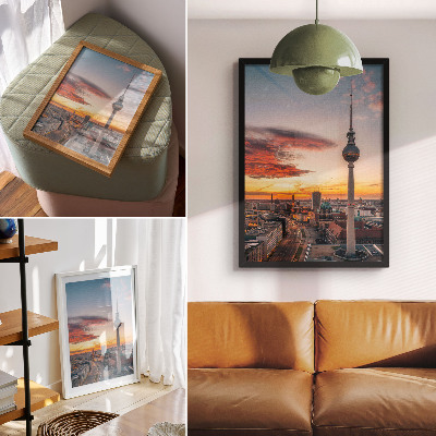 Lámina artística de alta calidad Torre de la ciudad al atardecer