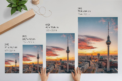 Lámina artística de alta calidad Torre de la ciudad al atardecer