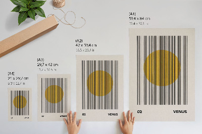 Póster con colores saturados Líneas de contraste círculo amarillo op art