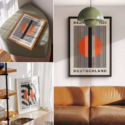 Lienzo decorativo moderno Motivo geométrico con contraste negro y naranja