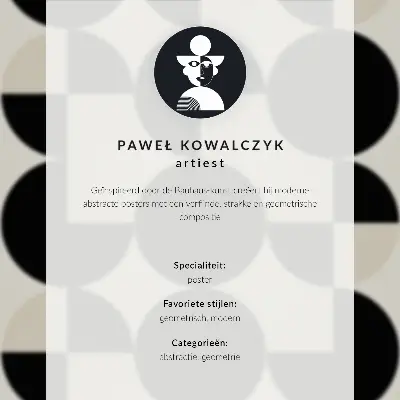 Póster de ojo con formas geométricas sobre fondo naranja