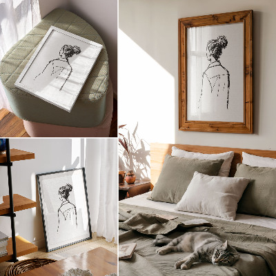 Lienzo decorativo moderno Silueta minimalista en contraste blanco y negro