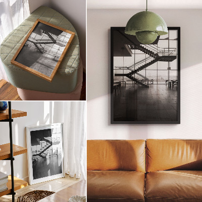 Póster con colores saturados Escaleras modernas de elegancia geométrica