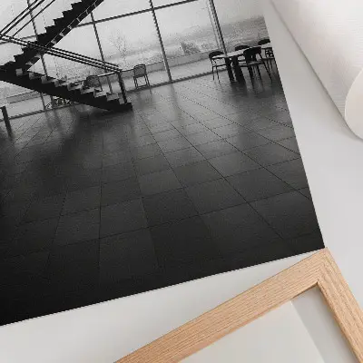 Póster de escaleras modernas de elegancia geométrica con colores saturados