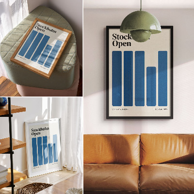 Lienzo decorativo moderno Gráficos minimalistas con rectángulos azules