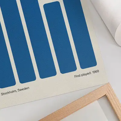 Lienzo decorativo moderno con gráficos minimalistas de rectángulos azules
