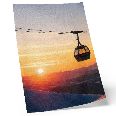 Lámina artística de alta calidad Teleférico al atardecer en las montañas