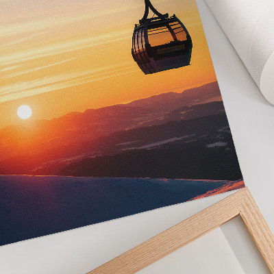 Lámina artística de alta calidad Teleférico al atardecer en las montañas