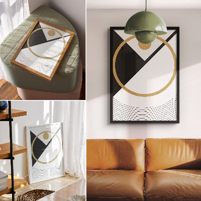 Póster con diseño geométrico con colores saturados y contrastantes en estilo moderno