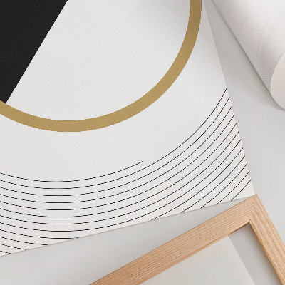 Póster con diseño geométrico con colores saturados y contrastantes en estilo moderno
