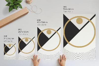 Póster con diseño geométrico con colores saturados y contrastantes en estilo moderno