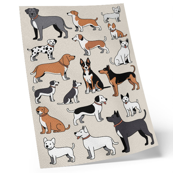 Lienzo decorativo moderno diseño de perros coloridos llenos de alegría y diversidad