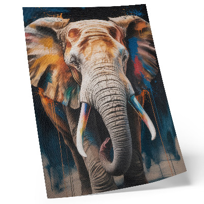 Lámina artística de alta calidad Silueta colorida de elefante con toques modernos y surrealismo.