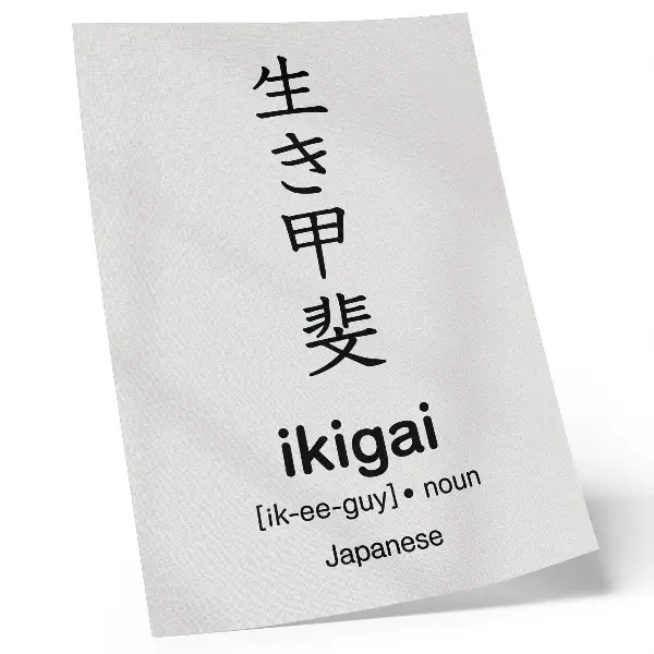 Póster con caracteres japoneses diseño en blanco y negro con estética de elegancia y sabiduría y colores saturados