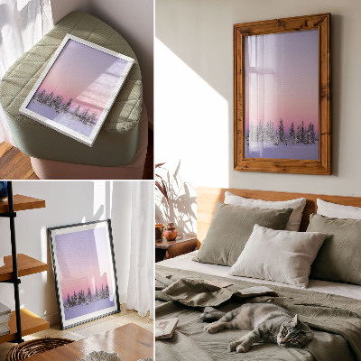 Lienzo decorativo moderno Árboles de invierno, cielo pastel melancólico, paz