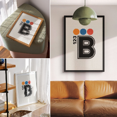 Lienzo decorativo moderno Letra de estilo geométrico con gotas de colores