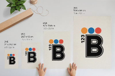 Lienzo decorativo moderno Letra de estilo geométrico con gotas de colores