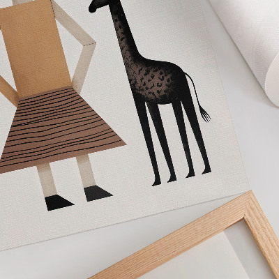 Póster de jirafa con formas geométricas diseño minimalista en colores saturados