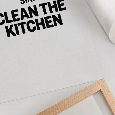 Lienzo decorativo moderno con inscripción minimalista y motivo contrastante