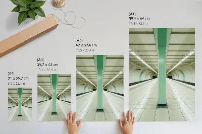 Lienzo decorativo moderno con diseño de estructura de túnel espacial simétrico en color verde