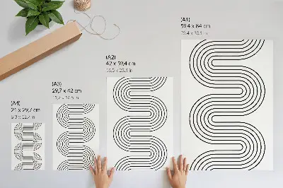 Póster diseño abstracto de líneas contrastantes con estilo moderno
