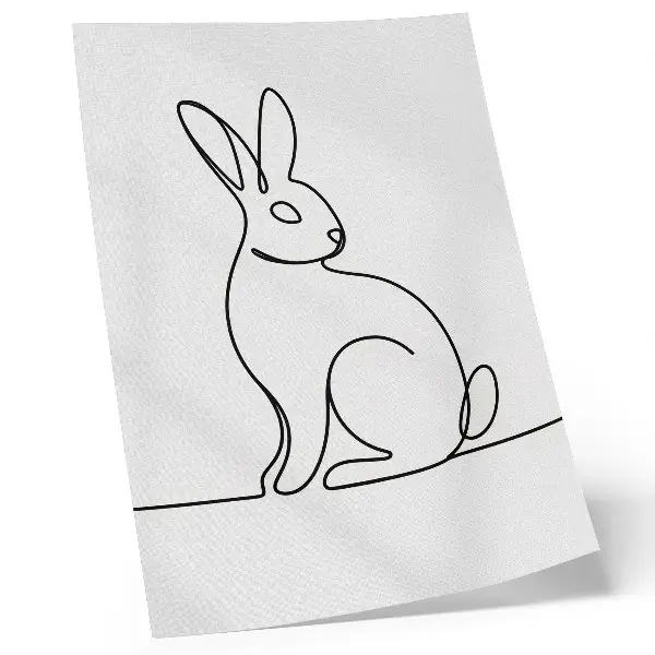 Póster de silueta de conejo diseño minimalista de línea fina con colores saturados