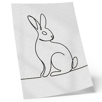 Póster con colores saturados Delicada silueta de un conejo con una línea fina.