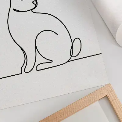 Póster de silueta de conejo diseño minimalista de línea fina con colores saturados