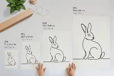 Póster de silueta de conejo diseño minimalista de línea fina con colores saturados