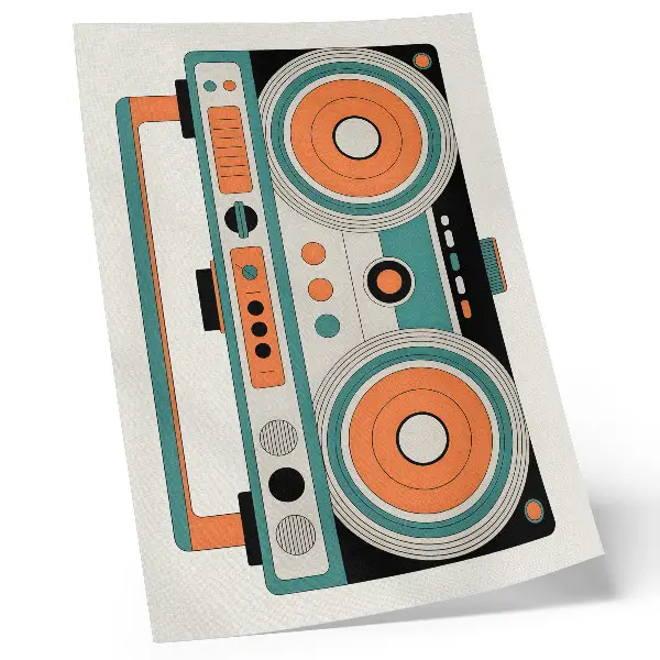 Lienzo decorativo moderno con estilo retro de formas expresivas y contrastes
